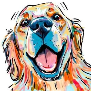 Colorful Golden Retriever Diamond Art Kit - 20x20cm (8"x8") - New